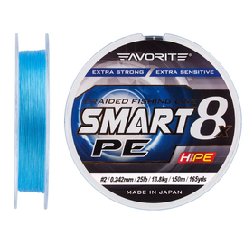 Шнур Favorite Smart PE 8x 150м (sky blue) #2.0/0.242mm 25lb/13.8kg, Діаметр: #2.0/0.242mm, Колір: голубий, фото 