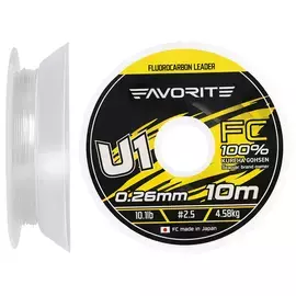 Флюорокарбон Favorite U1 FC 10m #2.5/0.26mm 10.1lb/4.58kg (Made in Japan), Діаметр: 0.26mm, Розмотування: 10m, фото 