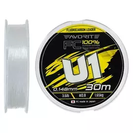 Флюорокарбон Favorite U1 FC 30m #0.8/0.148mm 3.6lb/1.65kg (Made in Japan), Діаметр: 0.14mm, Розмотування: 30m, фото 