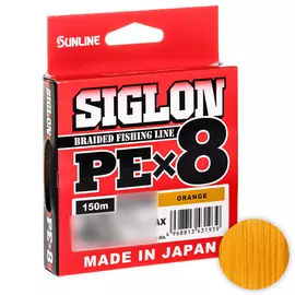 Шнур Sunline Siglon PE х8 150m (помаранч.) #1.2/0.187mm 20lb/9.2kg, Діаметр: #1.2/0.187mm, Колір: оранжевый, фото 