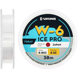 Зимова жилка Viking Ice Pro W-6, 30м, 0.083мм / 0.82кг (прозора), Діаметр: 0.083, Розмотування: 30m, фото 