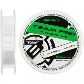 Жилка Brain Team Pro (Toray Japan) 50m 0.193mm 3.6kg (прозора), Діаметр: 0.193mm, Розмотування: 50m, фото 