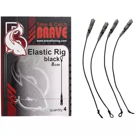 Амортизуюча гума Brave Elastic Rig 8cm Black (4шт/уп), Розмотування: 8см, Колір: чорний, фото 