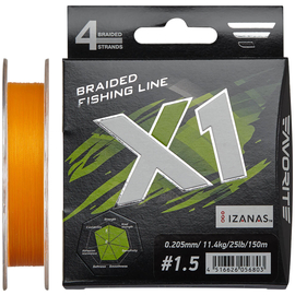 Шнур Favorite X1 4x 150m (orange) #1.5/0.205mm 25lb/11.4kg, Диаметр: #1.5/0.205mm, Выберите цвет: помаранчевий, фото 
