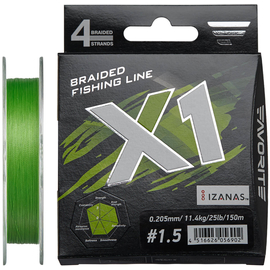 Шнур Favorite X1 4x 150m (l.green) #1.5/0.205mm 25lb/11.4kg, Диаметр: #1.5/0.205mm, Выберите цвет: салатовий, фото 