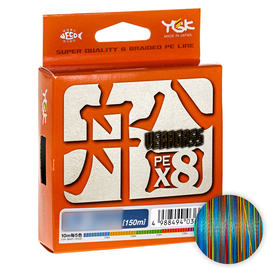 Шнур YGK Veragass Fune X8 150m (мультиколор) #1.5/0.205mm 30lb/12.5kg, Діаметр: #1.5/0.205mm, Розмотування: 150m, фото 