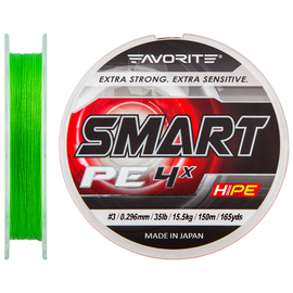 Шнур Favorite Smart PE 4x 150м (салат.) #3.0/0.296мм 15.5кг, Диаметр: #3.0/0.296mm, Выберите цвет: салатовий, фото 