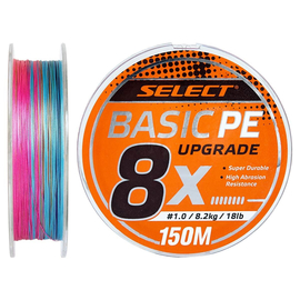 Шнур Select Basic PE 8x 150m (різнобарв.) #1.0/0.14mm 18lb/8.2kg, Діаметр: 0.14mm, Розмотування: 150m, Колір: мультиколор, фото 