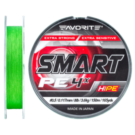 Шнур Favorite Smart PE 4x 150м (салат.) #0.5/0.117мм 3.6кг, Діаметр: #0.5/0.117mm, Колір: салатовий, фото 