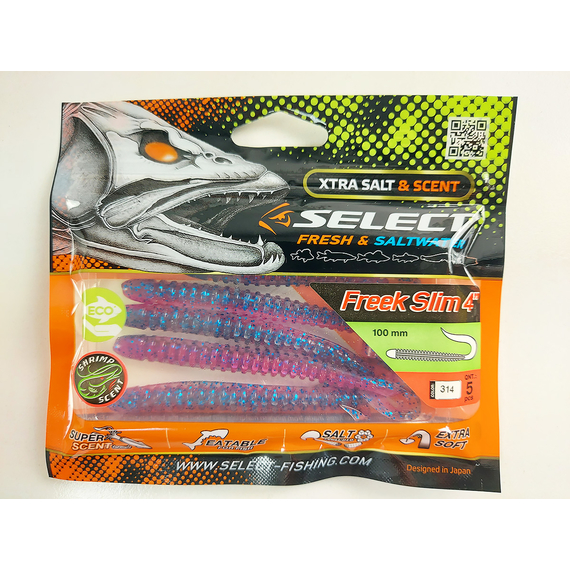 Силікон Select Freek Slim 4" #314 (5 шт / уп), Довжина силікону: 4.0" (10.16 см), Колір силікону: 314, фото , изображение 12