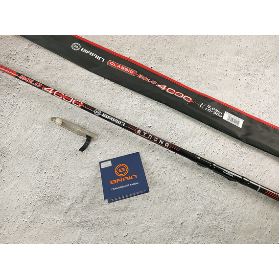 Болонское удилище Brain Classic Strong Bolo 4.00m 10-30g (телескопическое, с кольцами) + чехол и защита на кольца, Длина: 4m, Тип удилища: з кільцями (болонське), фото , изображение 6