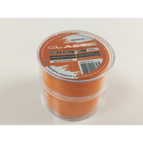 Жилка Brain Classic Carp Line 600m 0,35mm 10,7kg 25lb Solid orange, Діаметр: 0.35mm, Розмотування: 600m, Колір: Solid orange, фото , изображение 4