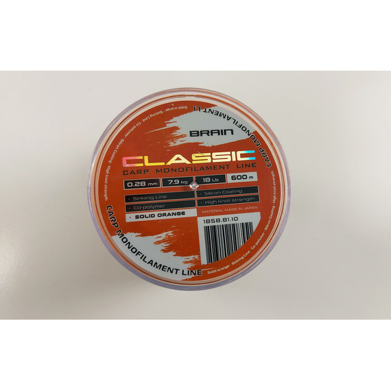 Жилка Brain Classic Carp Line 600m 0,28mm 7,9kg 18lb Solid orange, Диаметр: 0.28mm, Размотка: 600m, Выберите цвет: Solid orange, фото , изображение 4