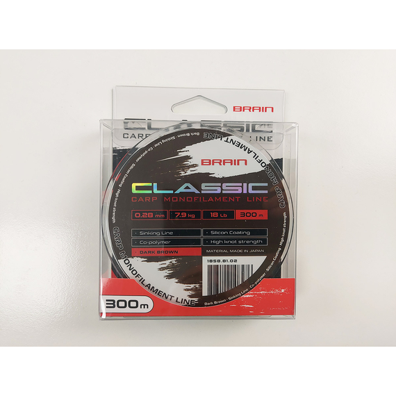 Жилка Brain Classic Carp Line 300m 0,28mm 7,9kg 18lb Dark brown, Діаметр: 0.28, Розмотування: 300, Колір: Dark brown, фото , изображение 6