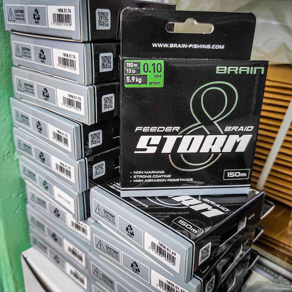 Шнур Brain Storm 8X (green) 150m 0.12mm 16lb/7.4kg, Диаметр: 0.12mm, Выберите цвет: Зелений, фото , изображение 2