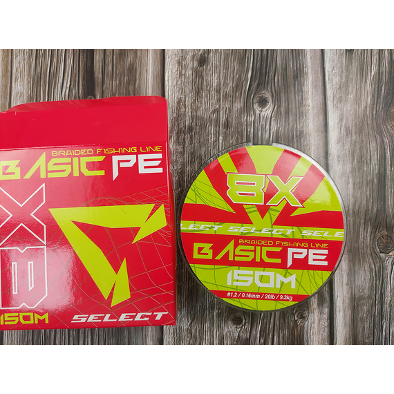 Шнур Select Basic PE 8x 150m (темн-зел.) #1.2/0.16mm 20lb/9.3kg, Діаметр: 0.16mm, Розмотування: 150m, Колір: темно-зелений, фото , изображение 6