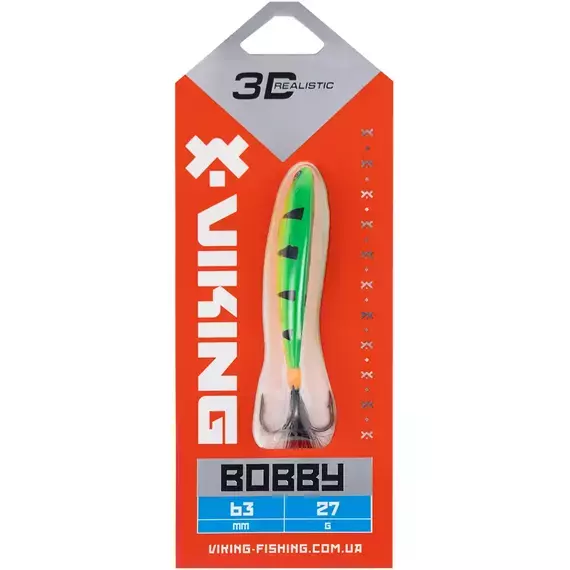 Бокоплав Viking Fishing Bobby 63mm 27.0g #04 Fire Perch, Розмір/Вага: 63мм/27г, Колір бокоплаву: #04 Fire Perch, фото , изображение 2
