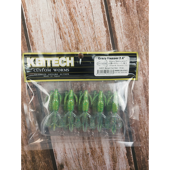 Силикон Keitech Crazy Flapper 2.4" (10 шт/уп), цвет: ea#17 midnight chart back, Длина силикона: 2.4" (6.1 см), Расцветка силикона: EA#17 Midnight Chart Back, фото , изображение 5