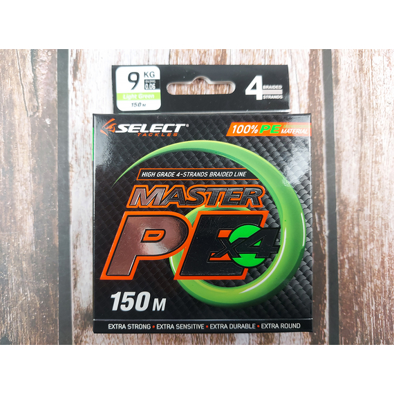 Шнур Select Master PE 150m (салат.) #0.4/0.06mm 20lb/9kg, Діаметр: 0.06mm, Розмотування: 150m, Колір: салатовий, фото , изображение 6