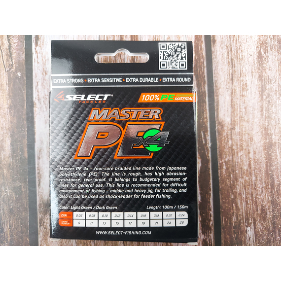 Шнур Select Master PE 150m (салат.) #0.4/0.06mm 20lb/9kg, Діаметр: 0.06mm, Розмотування: 150m, Колір: салатовий, фото , изображение 7