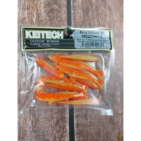 Силикон Keitech Easy Shiner 2" (12 шт/упак), цвет: pal#08 spicy mustard, Длина силикона: 2" (5.1 см), Расцветка силикона: PAL#08 Spicy Mustad, фото , изображение 4