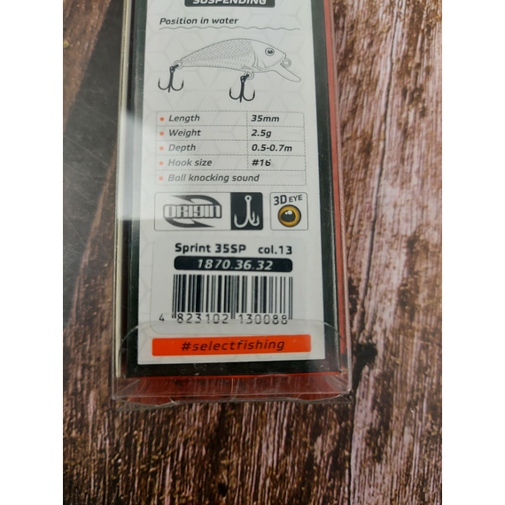 Воблер Select Sprint 35SP 2.5g col.13 (0.5-0.7m), Колір воблера: col.13, фото , изображение 3