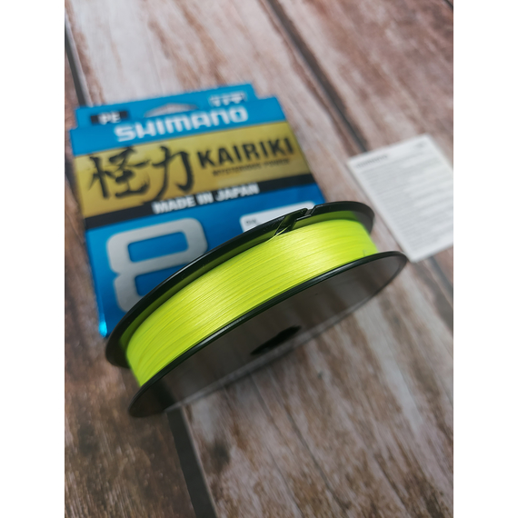 Шнур Shimano Kairiki 8 PE 150m 0.19mm 12.0kg (Japan) (цвет: желтый), Диаметр: 0.19mm, Размотка: 150m, Выберите цвет: жовтий, фото , изображение 10