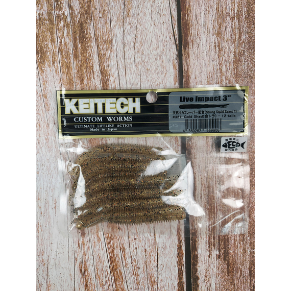 Силикон Keitech Live Impact 3" 12, цвет:321 gold shad, Длина силикона: 3" (7.6 см), Расцветка силикона: 321 Gold Shad, фото , изображение 3
