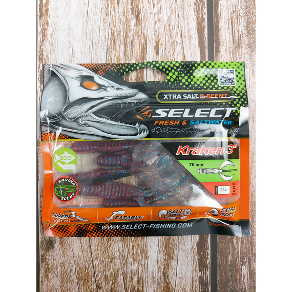 Силикон Select Kraken 3" #314 (5 шт/уп), Длина силикона: 3" (7.62 см), Расцветка силикона: 314, фото , изображение 4