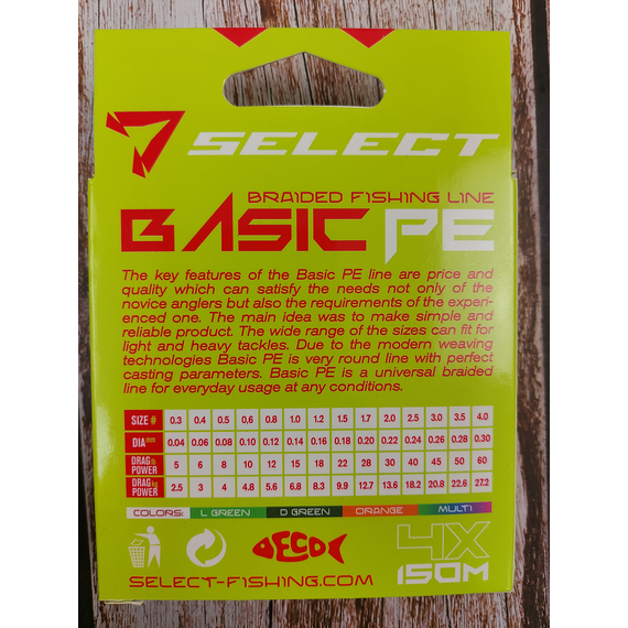 Шнур рыболовный Select Basic PE 150m, 0.04mm, 5Lb/2.5kg, цвет: разноцветный, Диаметр: 0.04mm, Размотка: 150m, Выберите цвет: мультиколор, фото , изображение 3