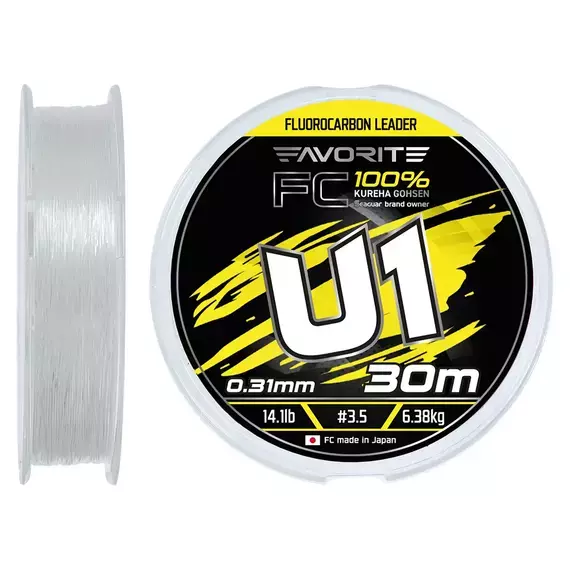 Флюорокарбон Favorite U1 FC 30м #3.5/0.31mm 14.1lb/6.38kg (Made in Japan), Диаметр: 0.31mm, Размотка: 30m, фото 