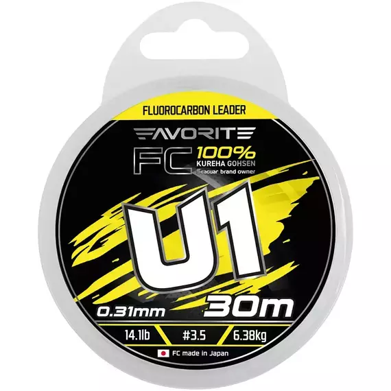 Флюорокарбон Favorite U1 FC 30м #3.5/0.31mm 14.1lb/6.38kg (Made in Japan), Диаметр: 0.31mm, Размотка: 30m, фото , изображение 2