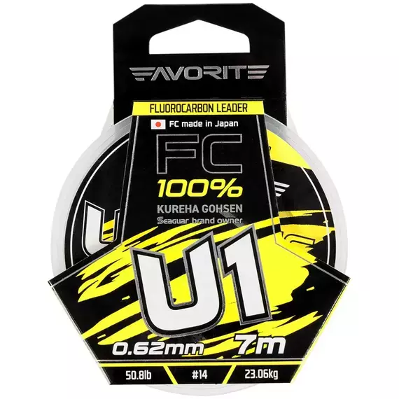 Флюорокарбон Favorite U1 FC 7m #14/0.62mm 50.8lb/23.06kg (Made in Japan), Діаметр: 0.62mm, Розмотування: 7m, фото , изображение 2