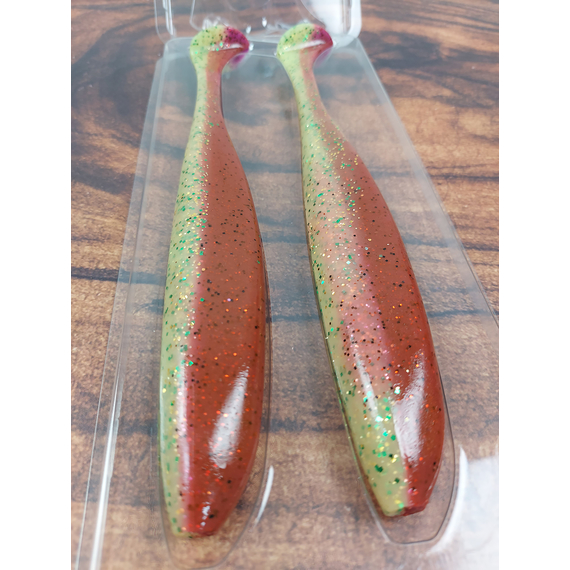 Силікон Keitech Easy Shiner 8" (2 шт/уп),, колір: ea#18 mystic lime chart, Довжина силікону: 8" (20.3 см), Колір силікону: EA#18 Mystic Lime Chart, фото , изображение 5