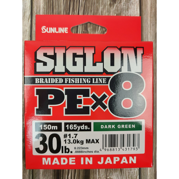 Шнур Sunline Siglon PE х8 150m (темн-зел.) #1.7/0.223mm 30lb/13.0kg, Діаметр: #1.7/0.223mm, Колір: темно-зеленый, фото , изображение 4