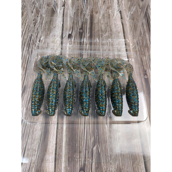 Силікон Keitech Flapper Grub 4" (7 шт/упак), колір:205 bluegill, Довжина силікону: 4" (10.2 см), Колір силікону: 205 Bluegill, фото , изображение 5