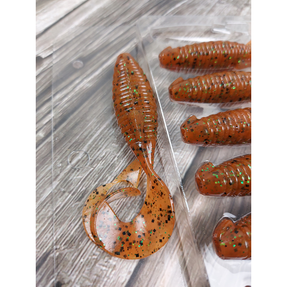 Силікон Keitech Flapper Grub 4" (7 шт/упак), колір:ea#01 orange pepper, Довжина силікону: 4" (10.2 см), Колір силікону: EA#01 Orange Pepper, фото , изображение 9