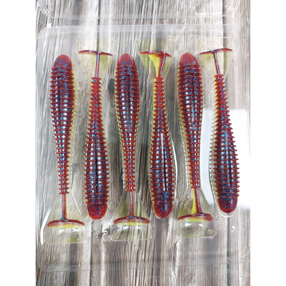Силикон Keitech Swing Impact FAT 4.3" (6 шт/уп), цвет: ea#15 grape chart red flk, Длина силикона: 4.3" (10.9 см), Расцветка силикона: ea#15 grape chart red flk, фото , изображение 6
