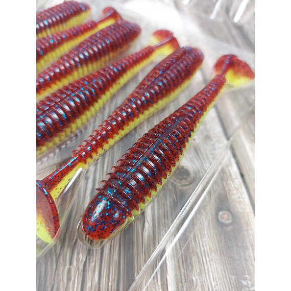 Силикон Keitech Swing Impact FAT 4.3" (6 шт/уп), цвет: ea#15 grape chart red flk, Длина силикона: 4.3" (10.9 см), Расцветка силикона: ea#15 grape chart red flk, фото , изображение 7