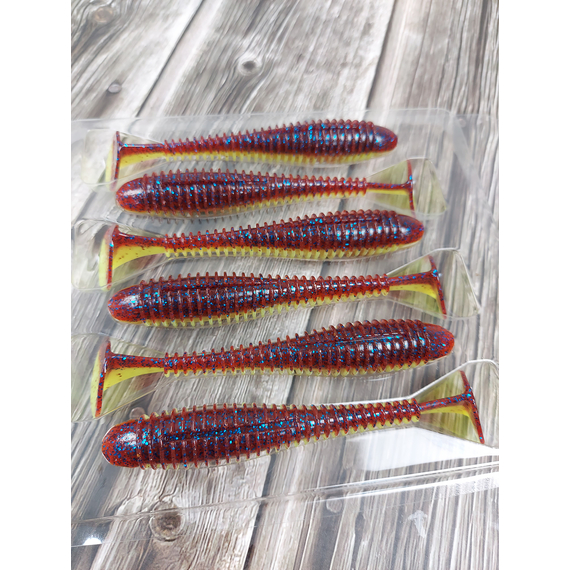 Силикон Keitech Swing Impact FAT 4.3" (6 шт/уп), цвет: ea#15 grape chart red flk, Длина силикона: 4.3" (10.9 см), Расцветка силикона: ea#15 grape chart red flk, фото , изображение 9