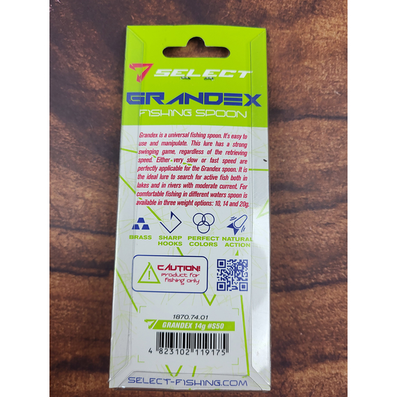 Блешня Select Grandex 14.0g 63mm S50, Вага блешні: 14г, Колір блешні: S50, фото , изображение 6