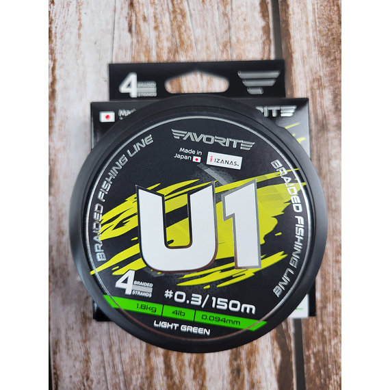 Шнур Favorite U1 PE 4x 150m (light green) #0.3/0.094mm 4lb/1.8kg, Діаметр: #0.3/0.094mm, Розмотування: 150, Колір: салатовий, фото , изображение 11