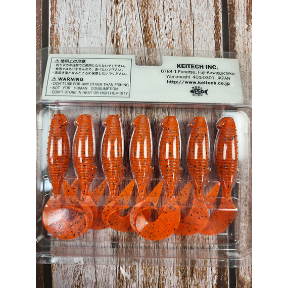 Силікон Keitech Flapper Grub 4" (7 шт/упак), колір:ea#13 spicy mustard/blue, Довжина силікону: 4" (10.2 см), Колір силікону: EA#13 Spicy Mustard/Blue, фото , изображение 4