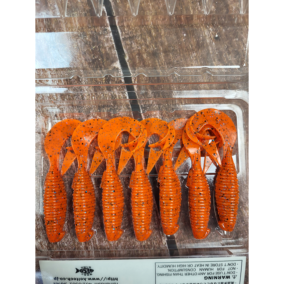 Силікон Keitech Flapper Grub 4" (7 шт/упак), колір:ea#13 spicy mustard/blue, Довжина силікону: 4" (10.2 см), Колір силікону: EA#13 Spicy Mustard/Blue, фото , изображение 5