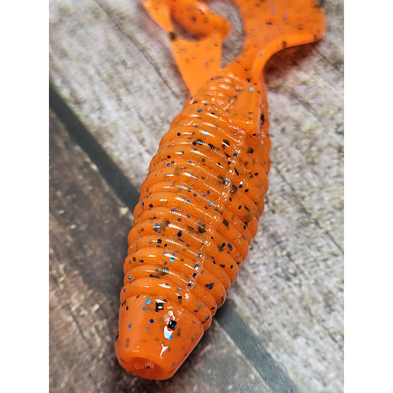 Силікон Keitech Flapper Grub 4" (7 шт/упак), колір:ea#13 spicy mustard/blue, Довжина силікону: 4" (10.2 см), Колір силікону: EA#13 Spicy Mustard/Blue, фото , изображение 8