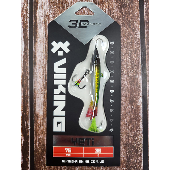 Балансир Viking Fishing Yeti Ice Jig 75mm 36.0g #02 Green Glam, Розмір/Вага: 75мм/36г, Колір балансиру: #2 Green Glam, фото , изображение 3
