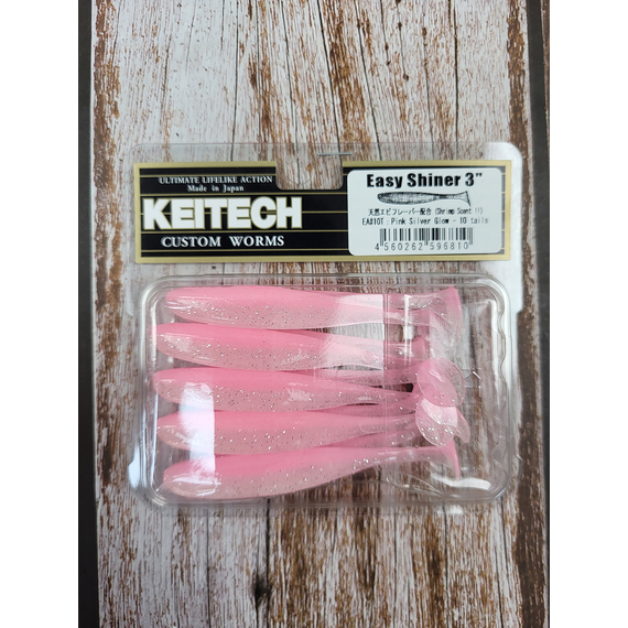 Силікон Keitech Easy Shiner 3" (10 шт/упак), колір:ea#10 pink silver glow, Довжина силікону: 3" (7.6 см), Колір силікону: EA#10 Pink Silver Glow, фото , изображение 3