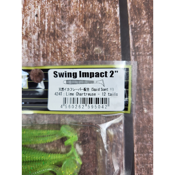 Силікон Keitech Swing Impact 2" (12 шт/упак), колір:424 lime chartreuse, Довжина силікону: 2" (5.1 см), Колір силікону: 424 Lime Chartreuse, фото , изображение 4