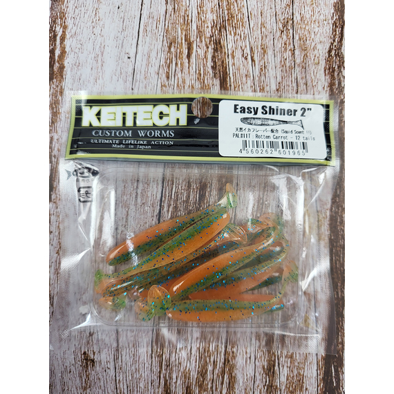 Силикон Keitech Easy Shiner 2" (12 шт/упак), цвет: pal#11 rotten carrot, Длина силикона: 2" (5.1 см), Расцветка силикона: PAL#11 Rotten Carrot, фото , изображение 4