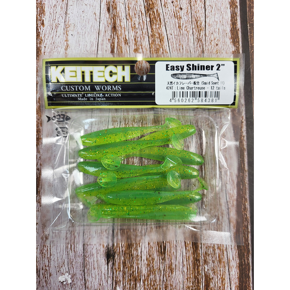 Силикон Keitech Easy Shiner 2" (12 шт/упак), цвет:424 lime chartreuse, Длина силикона: 2" (5.1 см), Расцветка силикона: 424 Lime Chartreuse, фото , изображение 4
